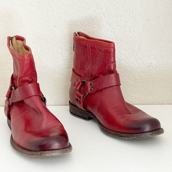 Vintage Frye red Phillip Harness short western cowgirl boots size 9 - Picture 3 of 15